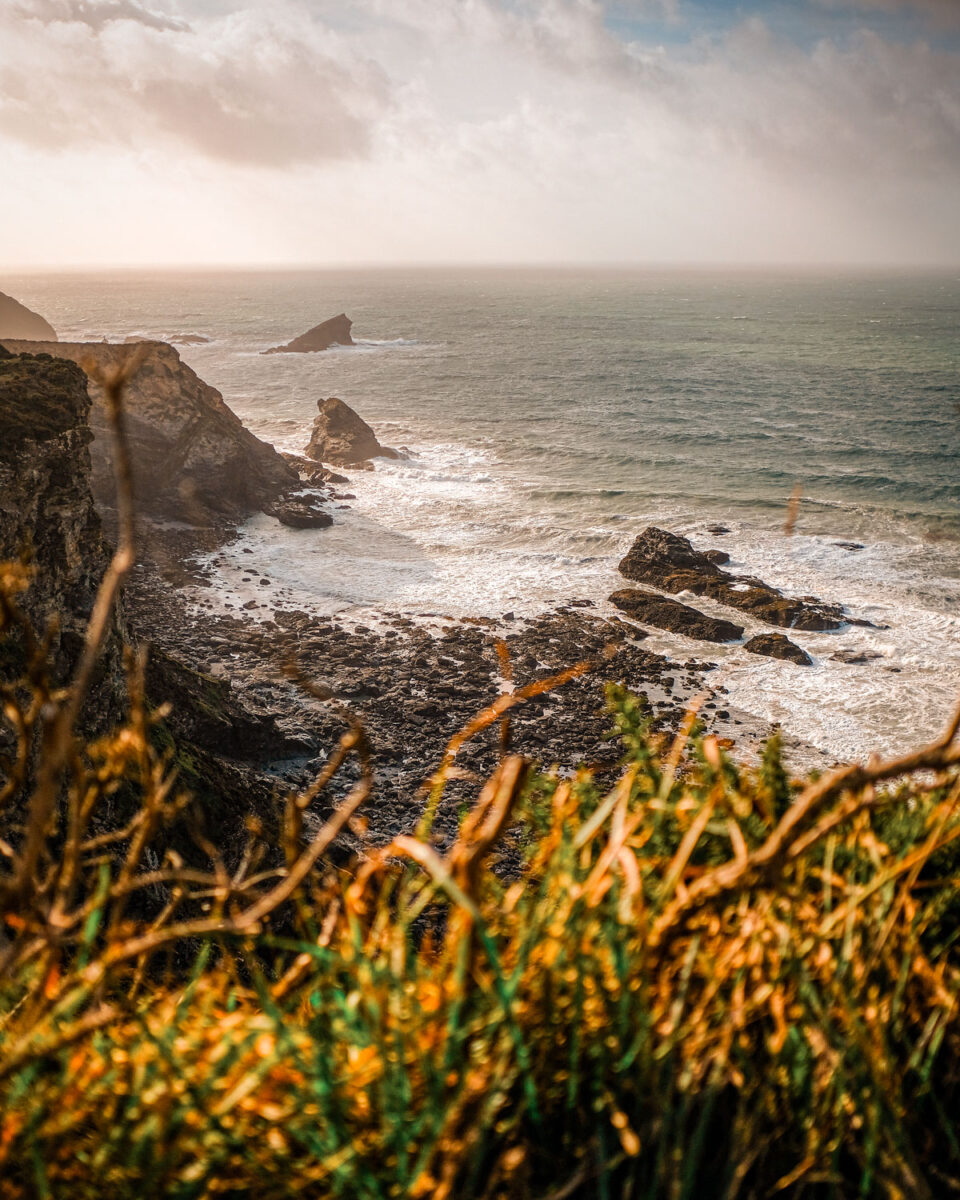 The rugged north Cornish coast at Portreath.