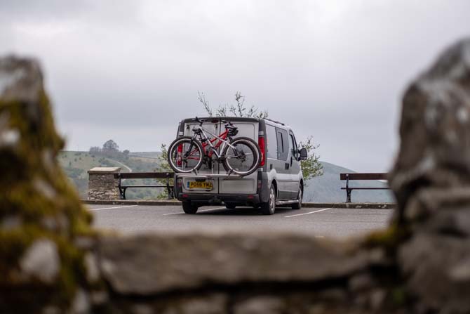 Renault Trafic Camper van parked at Monsal Head short stay car park